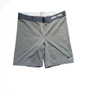 Nike Pro Dri-FIT Women Heathered Gray Compression Athletic Shorts Large Fitted